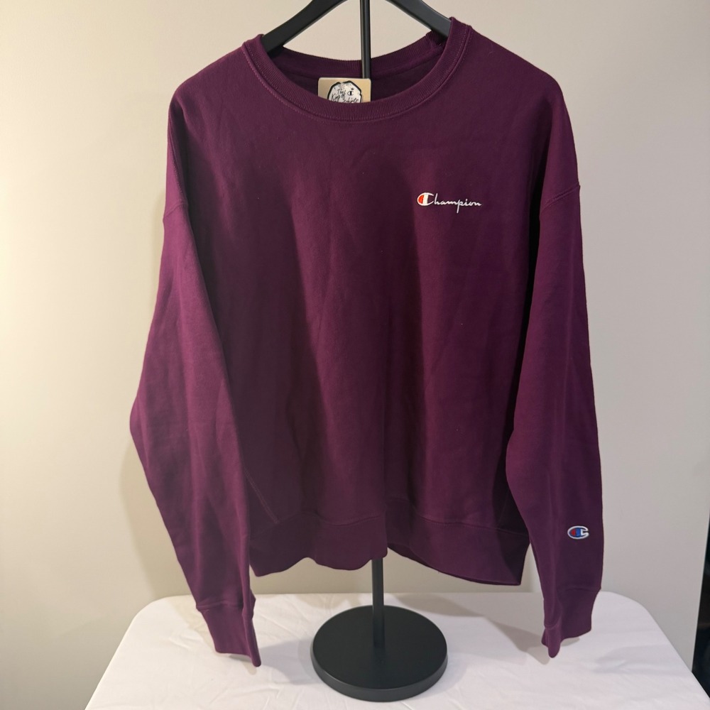 Champion Reverse Weave Sweatshirt Womens 2XL Purple Crewneck Script Logo NWT